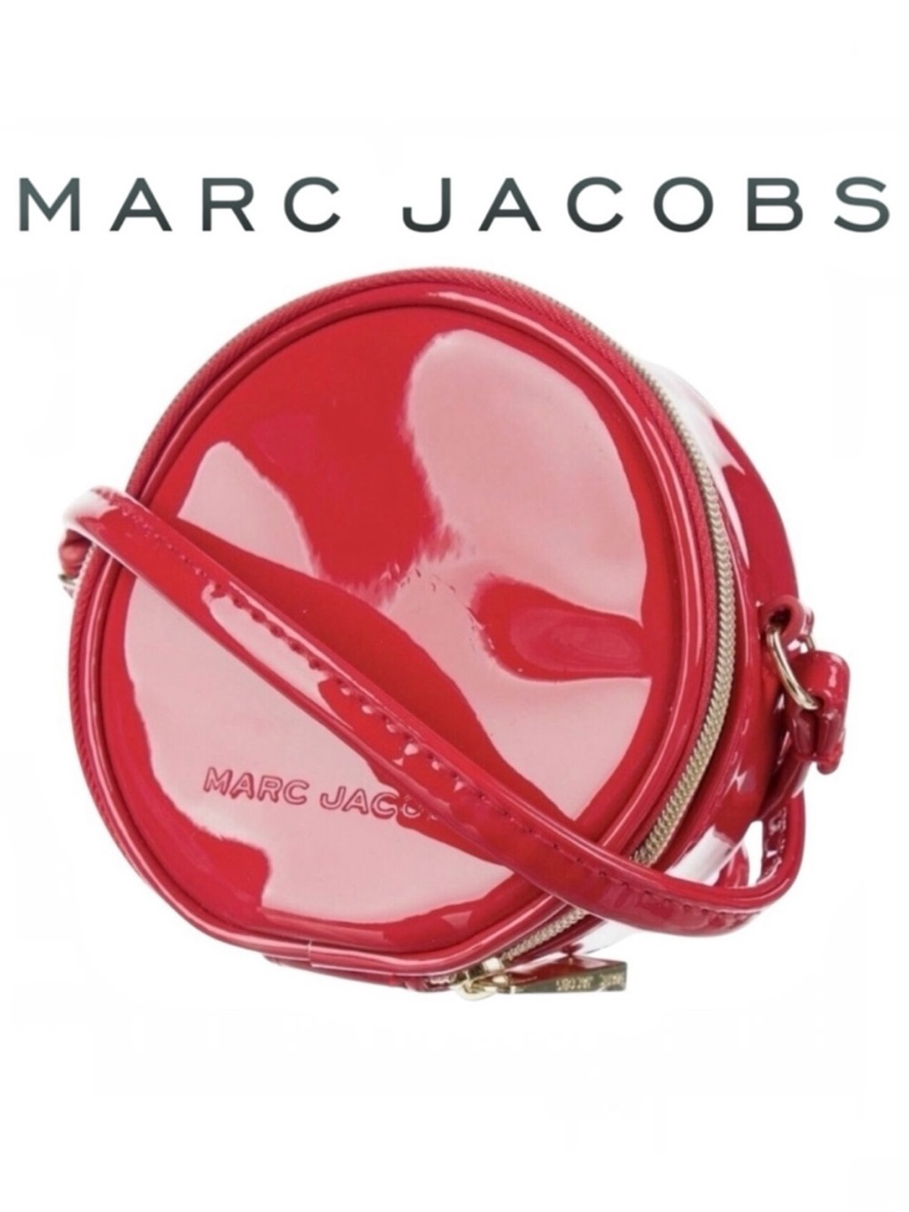 MARC JACOBS Red Patent Leather Round Mini Canteen Crossbody Bag NWT